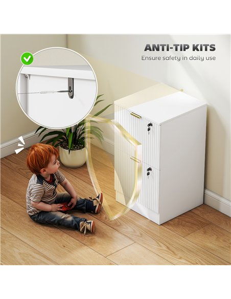 HOMCOM Filing Cabinet, Fluted Vertical File Cabinet with 2 Lockable Drawers and Hanging Rails, White - pic 211297 | FastDaddyshop