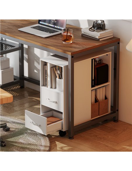 HOMCOM Narrow Mobile Printer Table with Wheels, Rolling Printer Stand with Drawers for Home Office, 30 x 60 x 65 cm, White - pic 211308 | FastDaddyshop