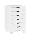 HOMCOM 6 Drawer Vertical File Cabinet, Mobile Filing Cabinet with Quiet Drawers and Wheels with 2 Brakes, White