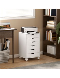 HOMCOM 6 Drawer Vertical File Cabinet, Mobile Filing Cabinet with Quiet Drawers and Wheels with 2 Brakes, White 2