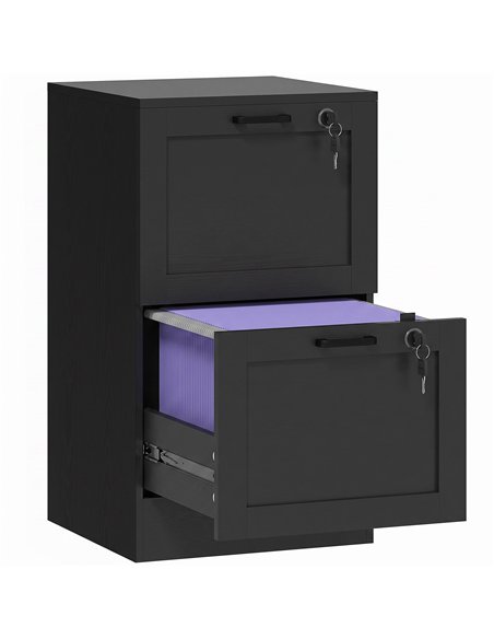 HOMCOM 2-Drawer Filing Cabinet with Lock - Black - pic 211327 | FastDaddyshop