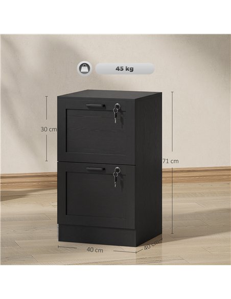 HOMCOM 2-Drawer Filing Cabinet with Lock - Black - pic 211329 | FastDaddyshop