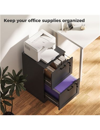 HOMCOM 2-Drawer Filing Cabinet with Lock - Black