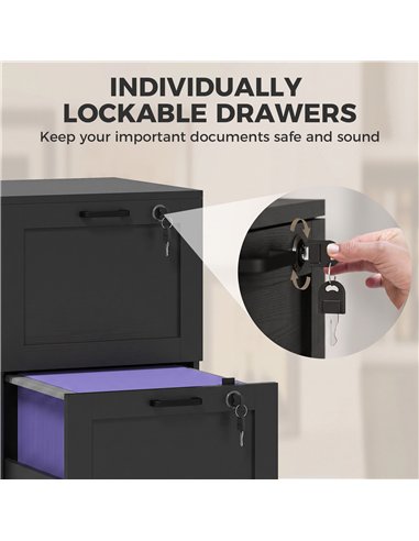 HOMCOM 2-Drawer Filing Cabinet with Lock - Black