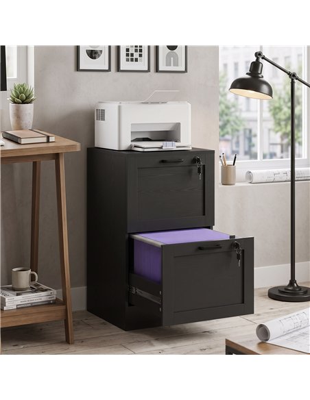 HOMCOM 2-Drawer Filing Cabinet with Lock - Black - pic 211334 | FastDaddyshop