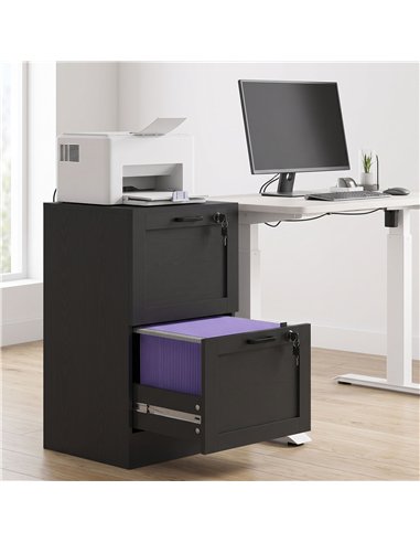 HOMCOM 2-Drawer Filing Cabinet with Lock - Black