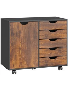 HOMCOM Multi-Storage Mobile Office Storage Cabinet - Rustic Brown