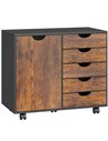 HOMCOM Multi-Storage Mobile Office Storage Cabinet - Rustic Brown