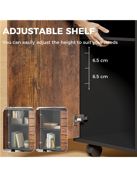 HOMCOM Multi-Storage Mobile Office Storage Cabinet - Rustic Brown - pic 211340 | FastDaddyshop