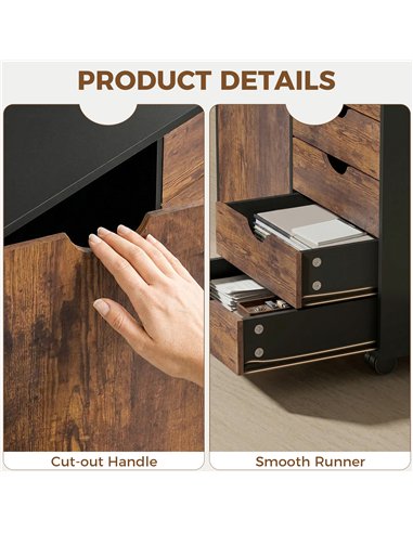 HOMCOM Multi-Storage Mobile Office Storage Cabinet - Rustic Brown
