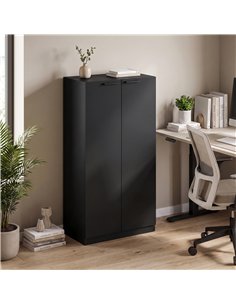 HOMCOM 120 cm Tall Storage Cabinet Cupboard, 3-Tier File Organiser Wooden Filing Cabinet, Black 2