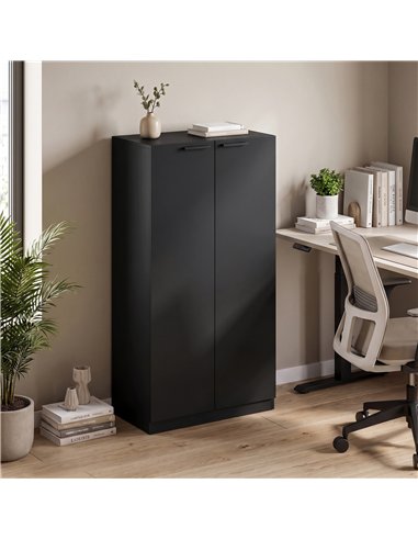 HOMCOM 120 cm Tall Storage Cabinet Cupboard, 3-Tier File Organiser Wooden Filing Cabinet, Black
