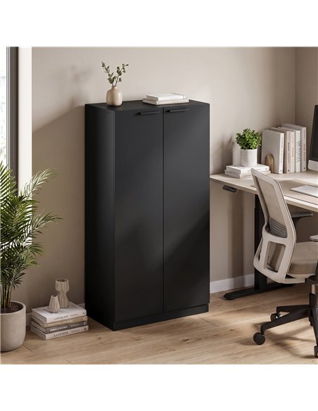 HOMCOM 120 cm Tall Storage Cabinet Cupboard, 3-Tier File Organiser Wooden Filing Cabinet, Black - pic 211346 | FastDaddyshop