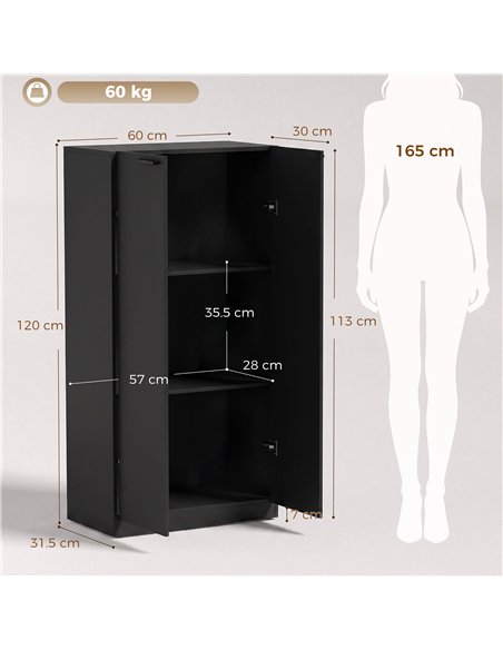 HOMCOM 120 cm Tall Storage Cabinet Cupboard, 3-Tier File Organiser Wooden Filing Cabinet, Black - pic 211347 | FastDaddyshop