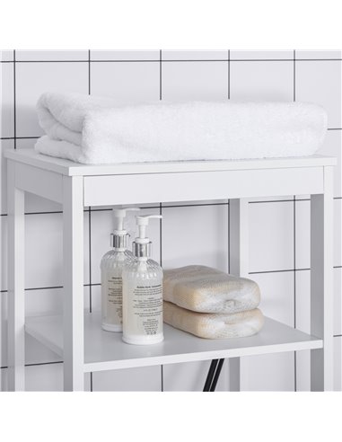 Kleankin Tall Free Standing Bathroom Cabinet, Storage Organiser, White and Grey