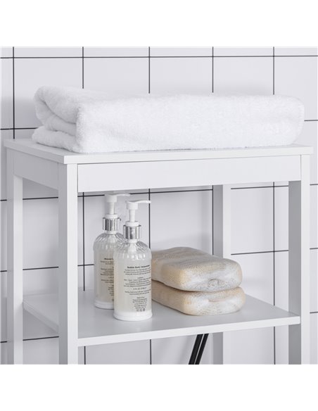 Kleankin Tall Free Standing Bathroom Cabinet, Storage Organiser, White and Grey - pic 21135 | FastDaddyshop