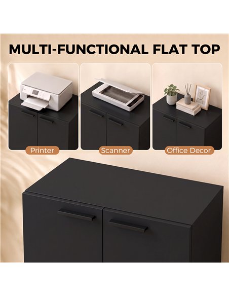 HOMCOM 120 cm Tall Storage Cabinet Cupboard, 3-Tier File Organiser Wooden Filing Cabinet, Black - pic 211350 | FastDaddyshop