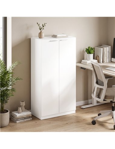 HOMCOM 120 cm Tall Storage Cabinet Cupboard, 3-Tier File Organiser Wooden Filing Cabinet, White