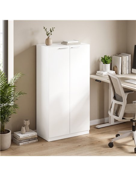 HOMCOM 120 cm Tall Storage Cabinet Cupboard, 3-Tier File Organiser Wooden Filing Cabinet, White - pic 211355 | FastDaddyshop