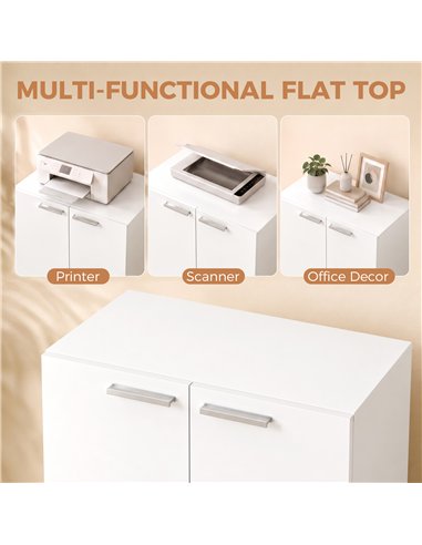 HOMCOM 120 cm Tall Storage Cabinet Cupboard, 3-Tier File Organiser Wooden Filing Cabinet, White