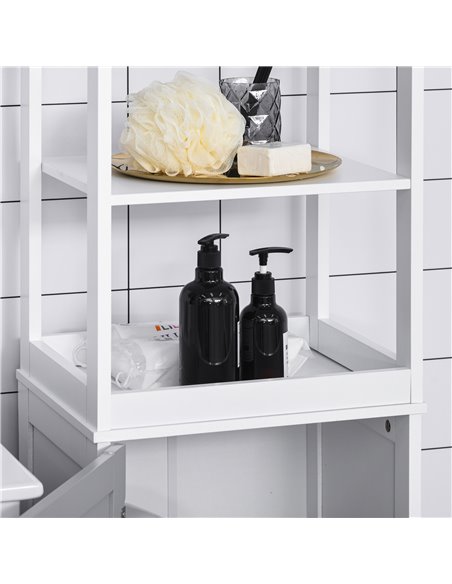 Kleankin Tall Free Standing Bathroom Cabinet, Storage Organiser, White and Grey - pic 21136 | FastDaddyshop