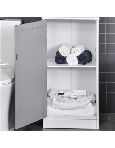 Kleankin Tall Free Standing Bathroom Cabinet, Storage Organiser, White and Grey