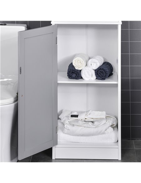 Kleankin Tall Free Standing Bathroom Cabinet, Storage Organiser, White and Grey - pic 21137 | FastDaddyshop