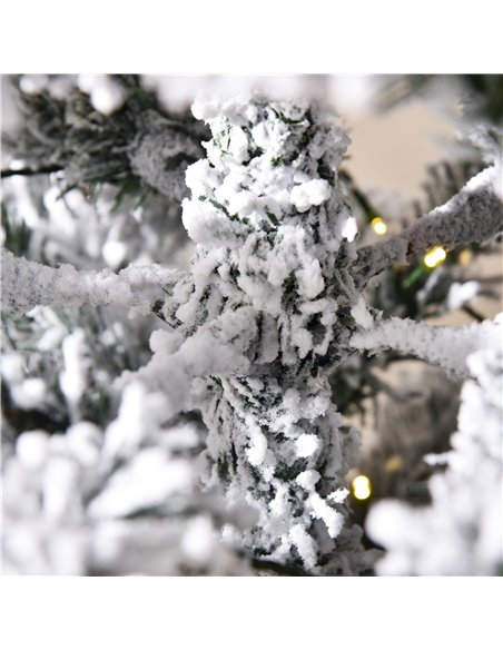 HOMCOM 6FT Prelit Artificial Snow Flocked Christmas Tree with Warm White LED Light, Holiday Home Xmas Decoration, Green White - pic 211388 | FastDaddyshop