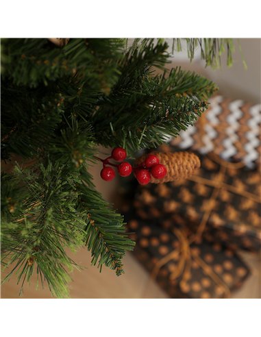 HOMCOM 1.2m/4ft Artificial Christmas Tree with 100 Warm White LED Lights and 8 Modes, Small Xmas Tree with Red Berries, Pine Con