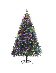 HOMCOM 7ft LED Pre-Lit Artificial Christmas Tree, with Base