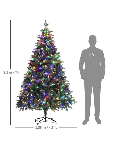 HOMCOM 7ft LED Pre-Lit Artificial Christmas Tree, with Base