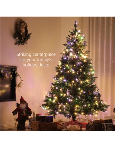 HOMCOM 7ft LED Pre-Lit Artificial Christmas Tree, with Base