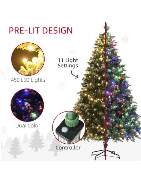 HOMCOM 7ft LED Pre-Lit Artificial Christmas Tree, with Base - pic 211412 | FastDaddyshop