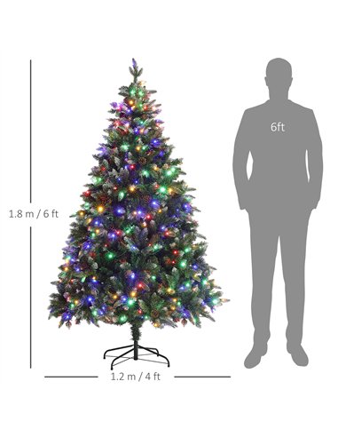 HOMCOM 6ft LED Pre-Lit Artificial Christmas Tree, with Base