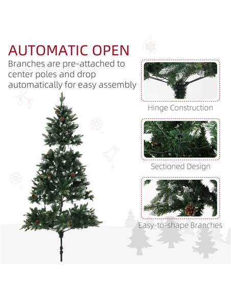 HOMCOM 6ft LED Pre-Lit Artificial Christmas Tree, with Base - pic 211424 | FastDaddyshop