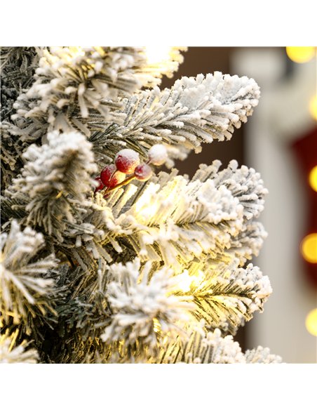 HOMCOM 60 cm Prelit Small Christmas Tree with 35 LED Lights, Snow Flocked Tabletop Mini Xmas Tree with 72 Dense Branches, Pine C - pic 211433 | FastDaddyshop