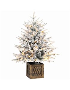 HOMCOM 90 cm Prelit Flocked Table Christmas Tree, Artificial Christmas Tree with 70 Warm White LED Lights, 488 Tips, Green