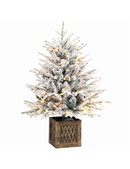HOMCOM 90 cm Prelit Flocked Table Christmas Tree, Artificial Christmas Tree with 70 Warm White LED Lights, 488 Tips, Green - pic 211453 | FastDaddyshop
