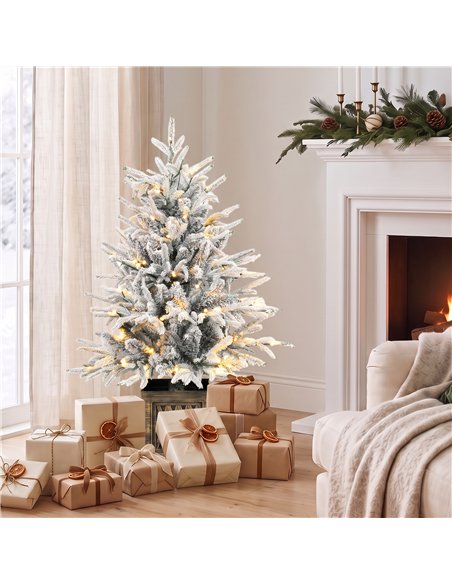 HOMCOM 90 cm Prelit Flocked Table Christmas Tree, Artificial Christmas Tree with 70 Warm White LED Lights, 488 Tips, Green - pic 211454 | FastDaddyshop