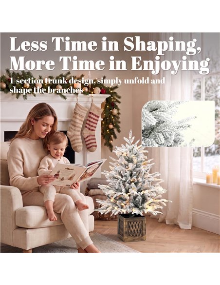 HOMCOM 90 cm Prelit Flocked Table Christmas Tree, Artificial Christmas Tree with 70 Warm White LED Lights, 488 Tips, Green - pic 211458 | FastDaddyshop