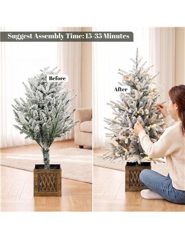 HOMCOM 90 cm Prelit Flocked Table Christmas Tree, Artificial Christmas Tree with 70 Warm White LED Lights, 488 Tips, Green