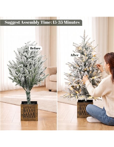HOMCOM 90 cm Prelit Flocked Table Christmas Tree, Artificial Christmas Tree with 70 Warm White LED Lights, 488 Tips, Green - pic 211459 | FastDaddyshop