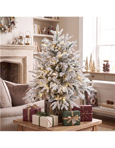 HOMCOM 90 cm Prelit Flocked Table Christmas Tree, Artificial Christmas Tree with 70 Warm White LED Lights, 488 Tips, Green