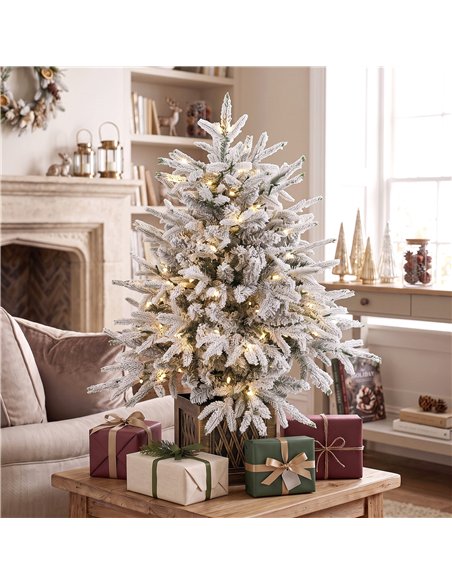 HOMCOM 90 cm Prelit Flocked Table Christmas Tree, Artificial Christmas Tree with 70 Warm White LED Lights, 488 Tips, Green - pic 211460 | FastDaddyshop