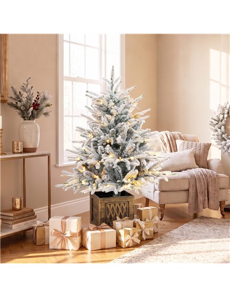 HOMCOM 90 cm Prelit Flocked Table Christmas Tree, Artificial Christmas Tree with 70 Warm White LED Lights, 488 Tips, Green - pic 211461 | FastDaddyshop