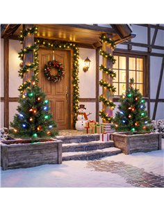 HOMCOM 60 cm Prelit Christmas Tree, 2 Packs Artificial Christmas Trees with 60 Colourful LED Lights, 130 Tips, Green 2