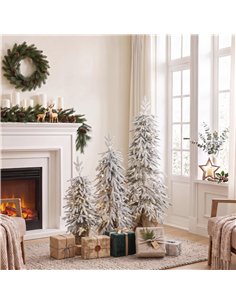 HOMCOM Prelit Flocked Artificial Christmas Tree Set of 3 Snowy Xmas Tree Warm White LED Lights (3FT+4FT+5FT) 2