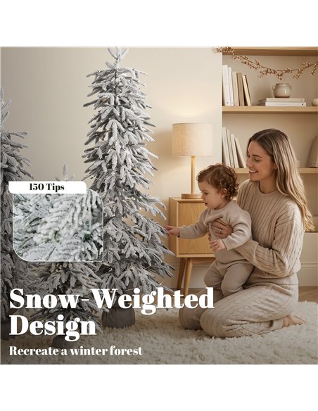HOMCOM Prelit Flocked Artificial Christmas Tree Set of 3 Snowy Xmas Tree Warm White LED Lights (3FT+4FT+5FT) - pic 211476 | FastDaddyshop