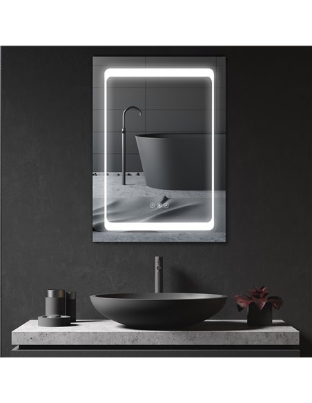 Kleankin LED Illuminated Bathroom Mirror Cabinet with LED Lights, Shelves, Touch Switch, Silver - pic 21148 | FastDaddyshop