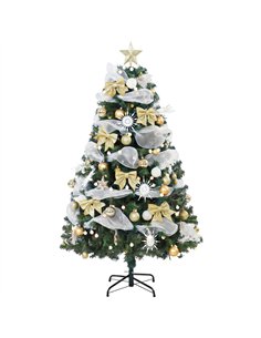 HOMCOM 5ft Pre-Lit Christmas Tree with 150 LED Lights, Artificial Xmas Tree with 8 Lighting Modes, 450 Tips, Remote, Green